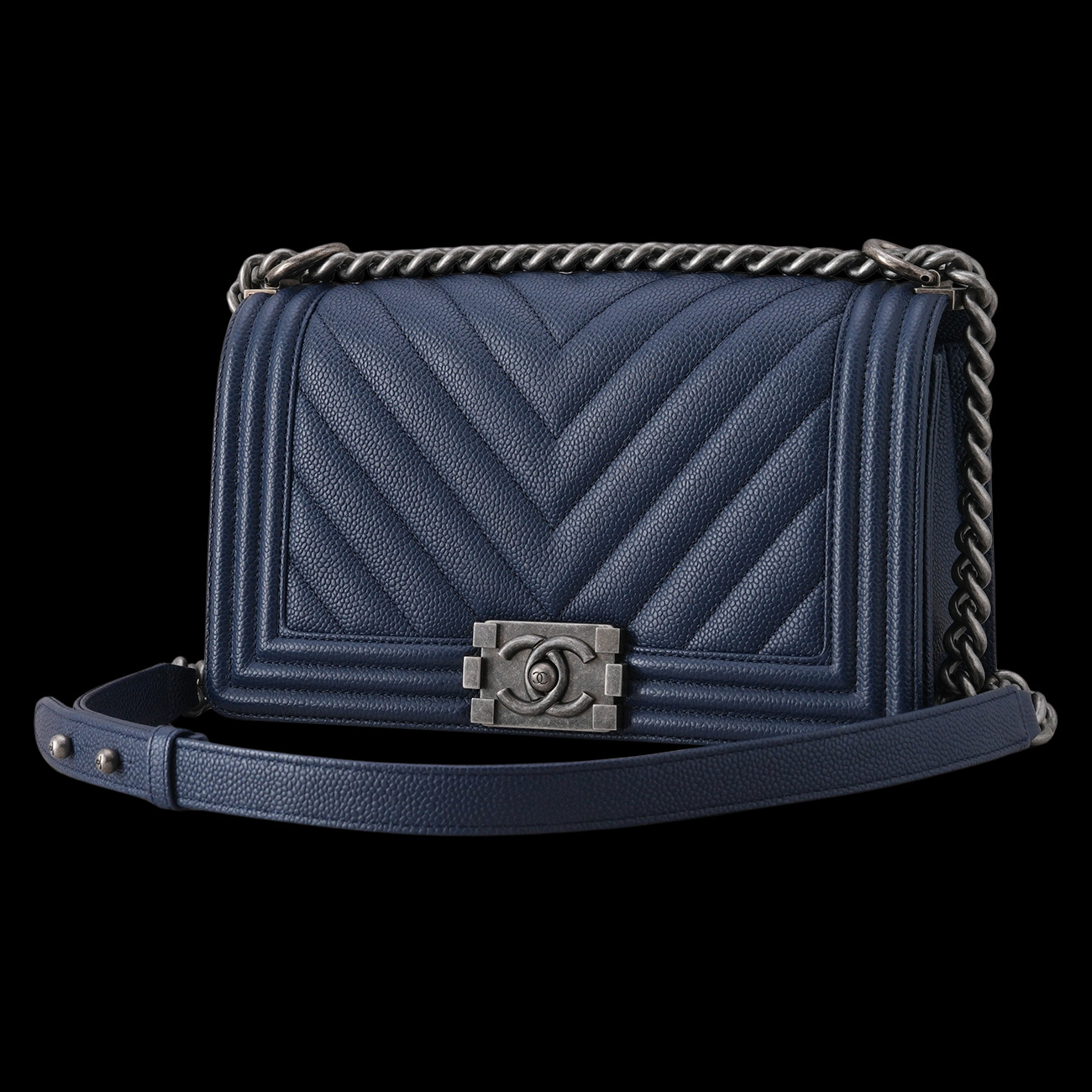 CHANEL(USED)샤넬 캐비어 쉐브론 보이샤넬 미듐 플랩백
