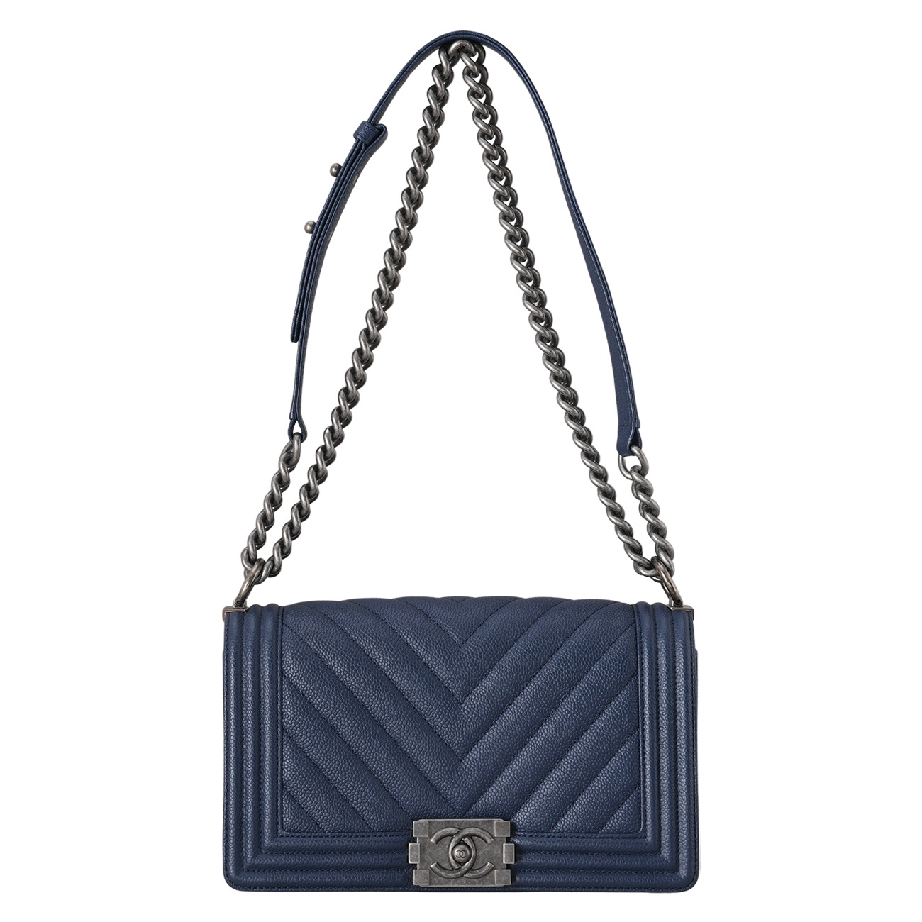 CHANEL(USED)샤넬 캐비어 쉐브론 보이샤넬 미듐 플랩백