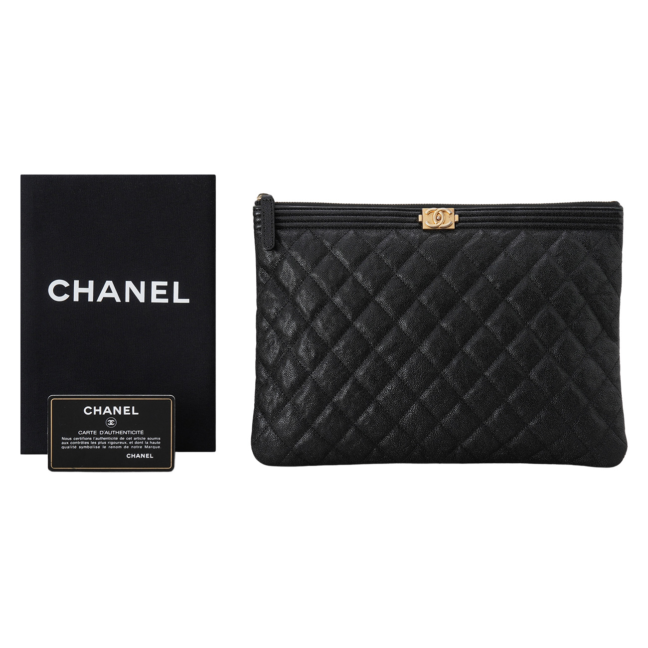 CHANEL(USED)샤넬 캐비어 보이샤넬 클러치 뉴미듐