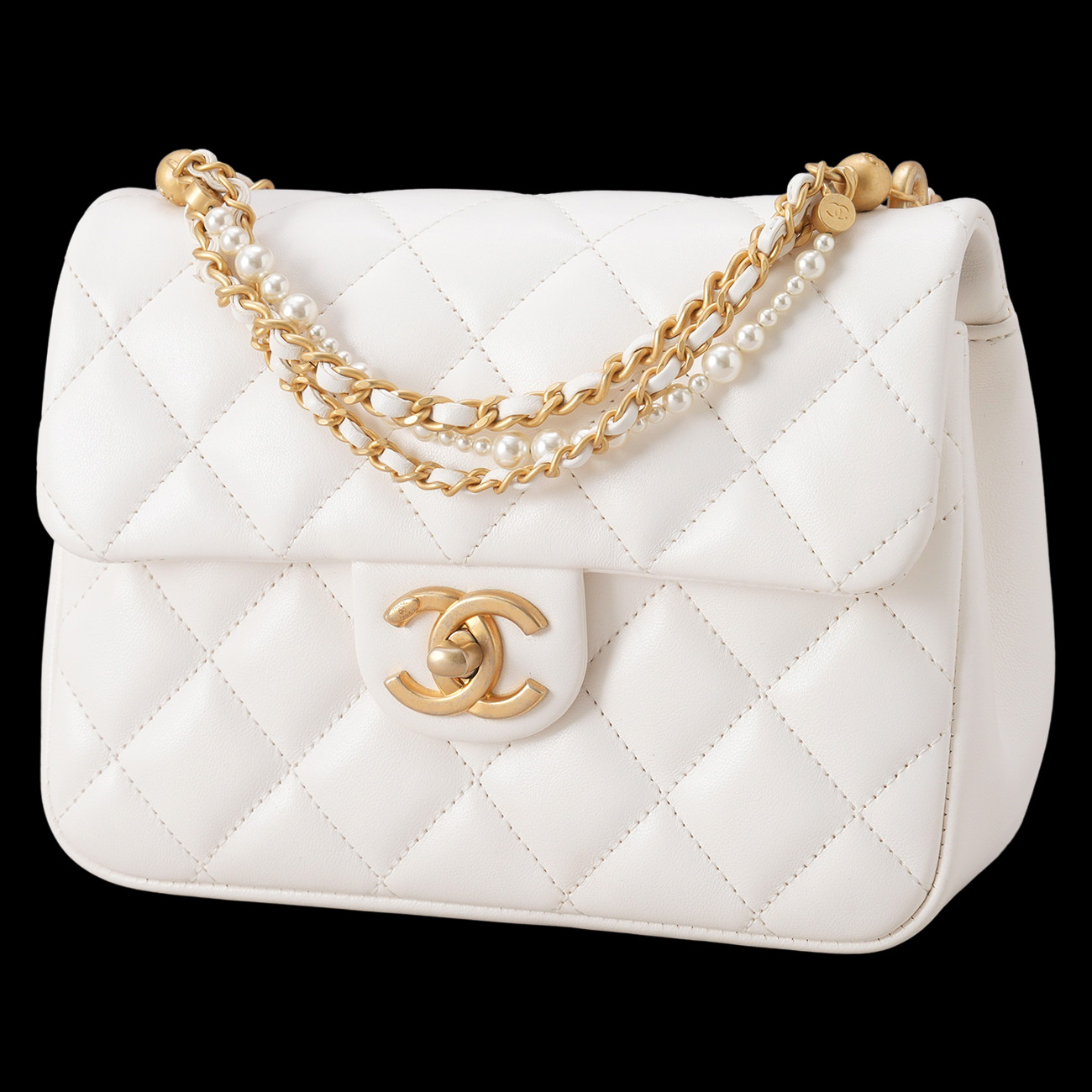 CHANEL(USED)샤넬 시즌 램스킨 체인 탑핸들 플랩백
