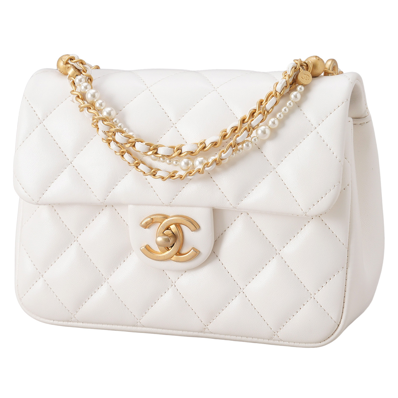CHANEL(USED)샤넬 시즌 램스킨 체인 탑핸들 플랩백