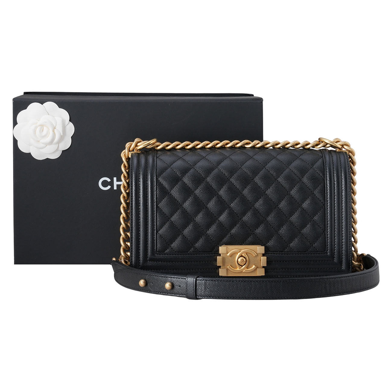 CHANEL(USED)샤넬 캐비어 보이샤넬 미듐 플랩백