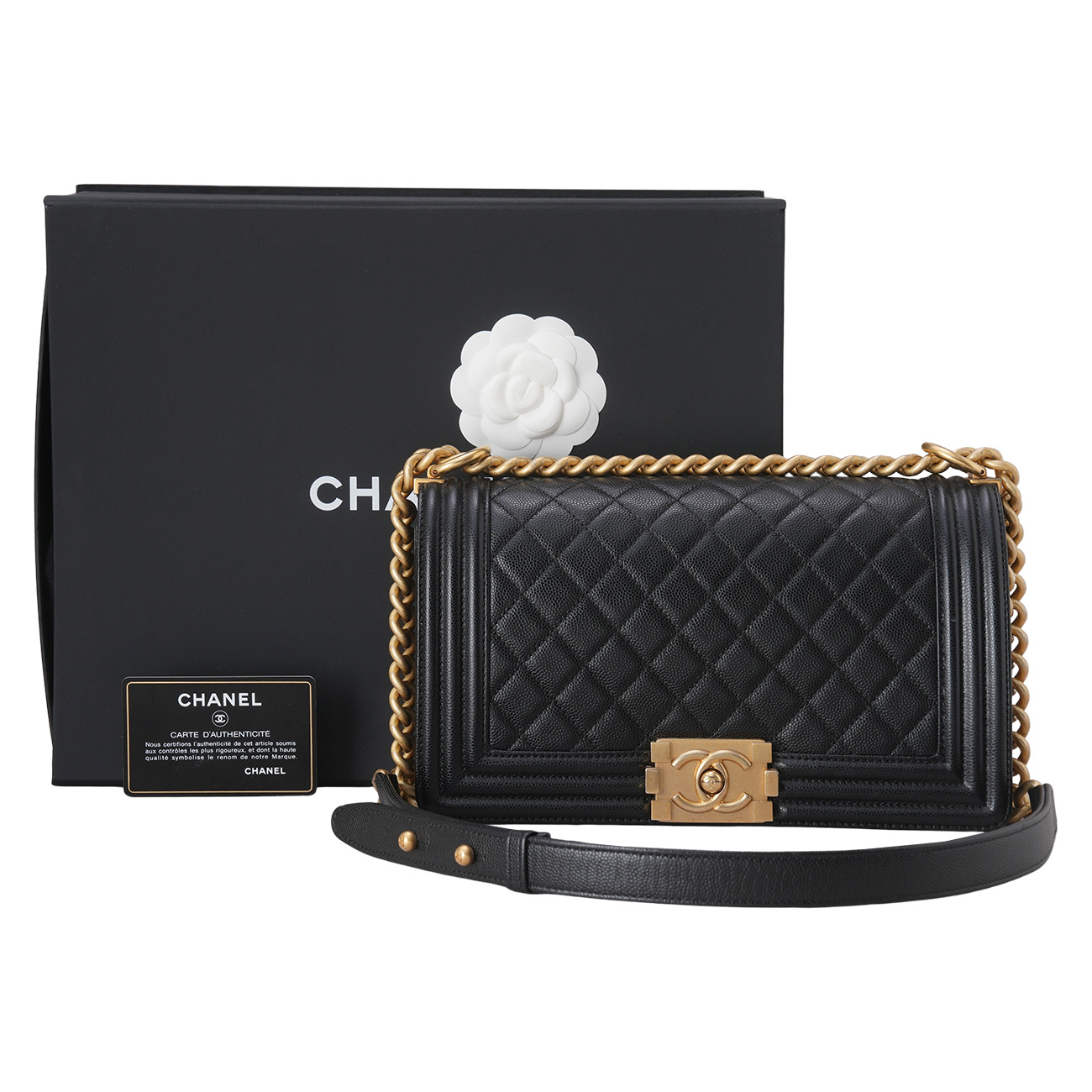 CHANEL(USED)샤넬 캐비어 보이백 미듐