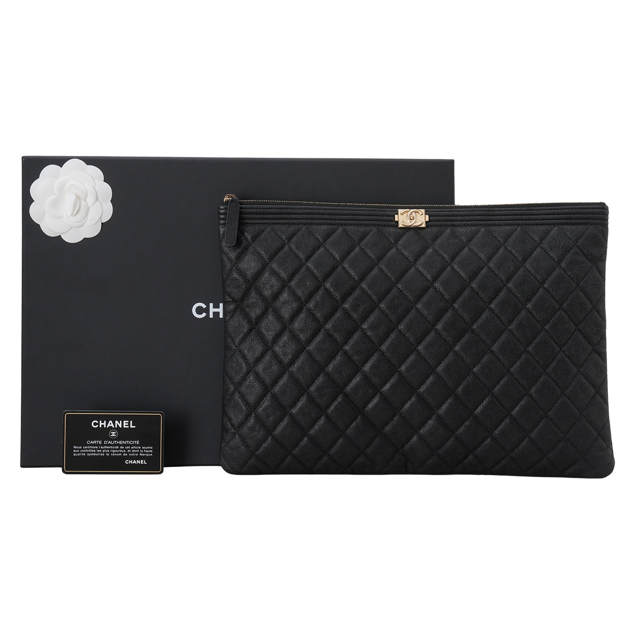 CHANEL(USED)샤넬 캐비어 보이샤넬 클러치 라지