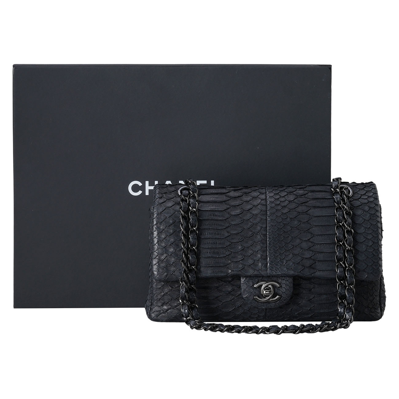CHANEL(USED)샤넬 파이톤 클래식 미듐 플랩백