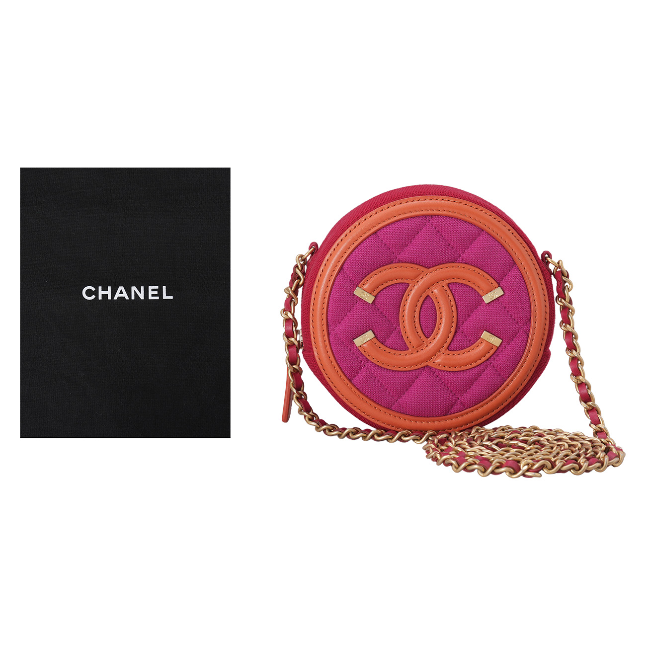 CHANEL(USED)샤넬 패브릭 라운드 크로스백