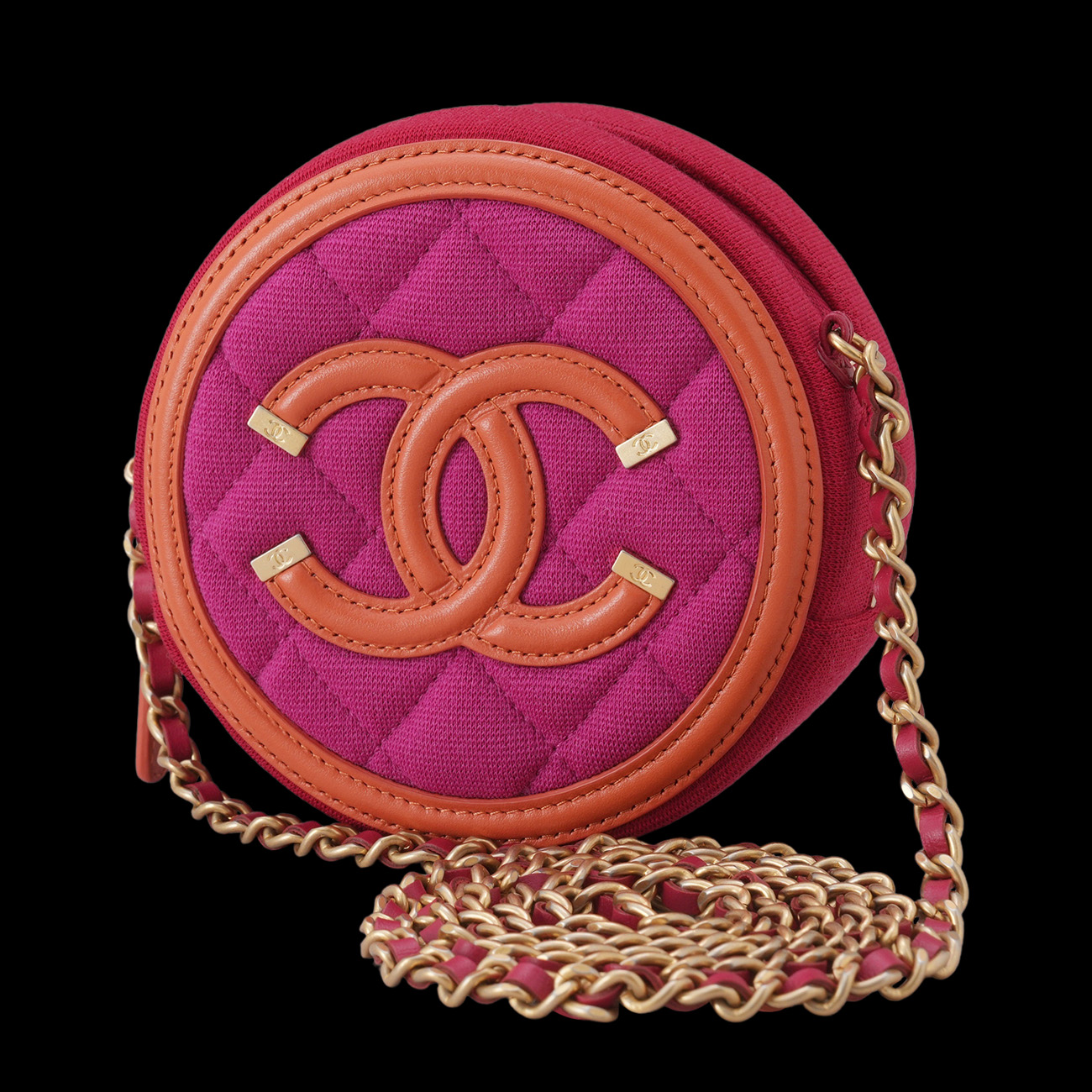 CHANEL(USED)샤넬 패브릭 라운드 크로스백