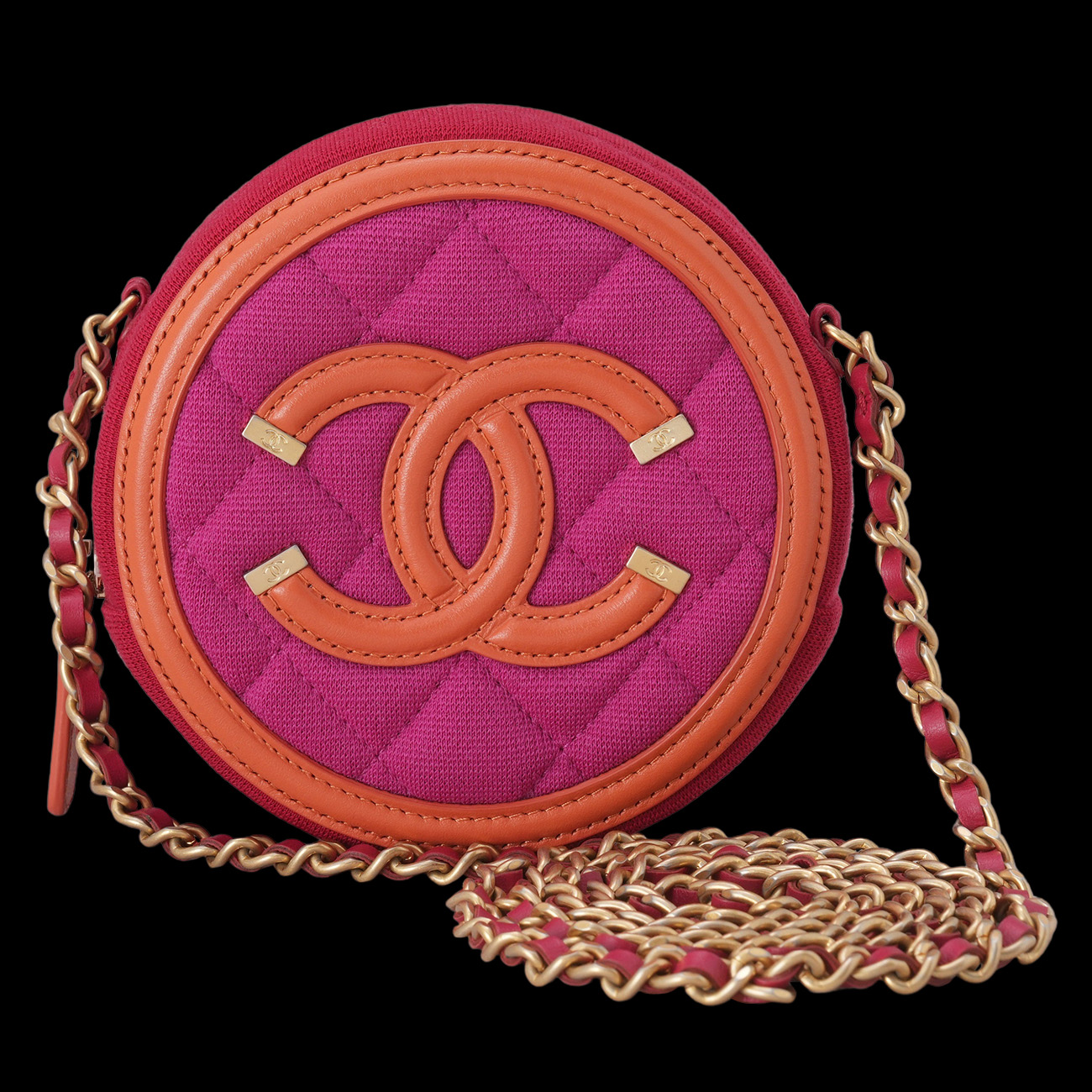CHANEL(USED)샤넬 패브릭 라운드 크로스백