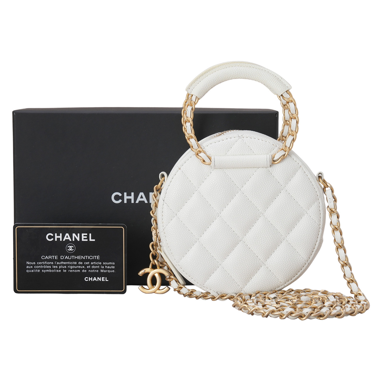 CHANEL(USED)샤넬 캐비어 라운드 탑핸들 크로스백