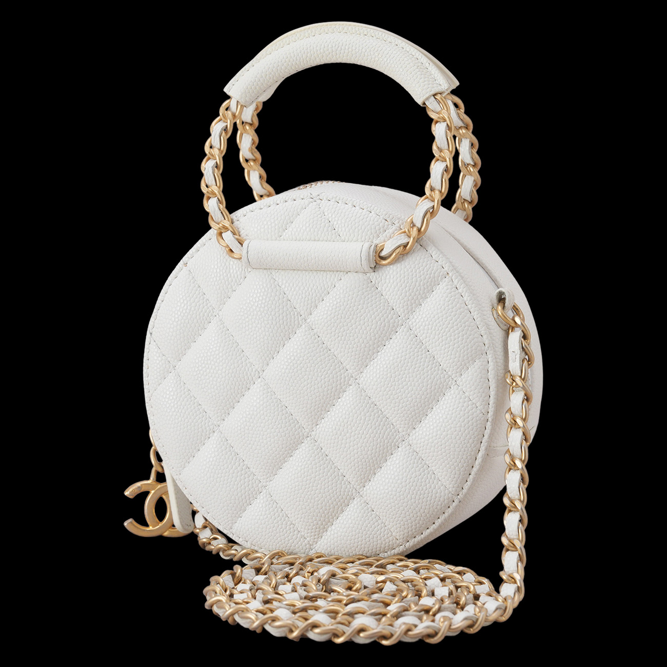 CHANEL(USED)샤넬 캐비어 라운드 탑핸들 크로스백