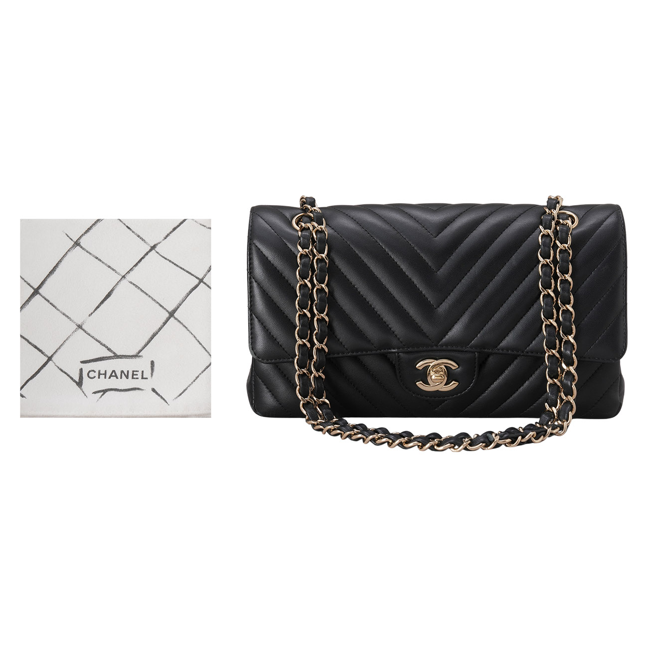 CHANEL(USED)샤넬 램스킨 쉐브론 클래식 미듐 플랩백