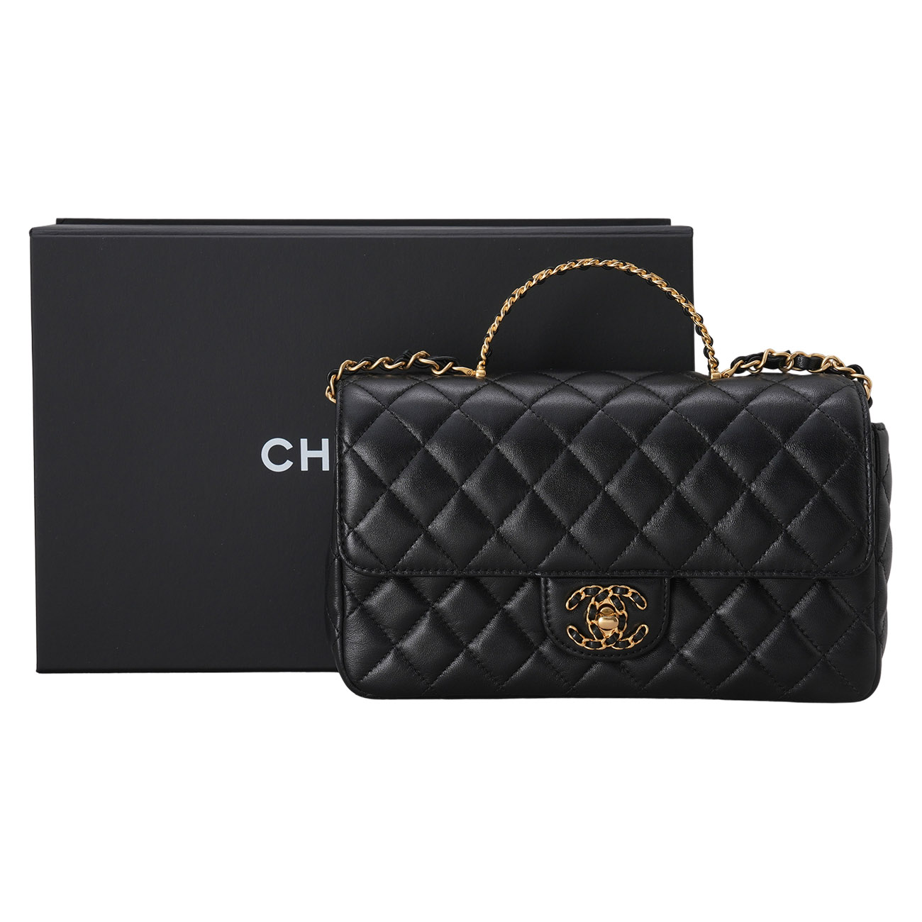 CHANEL(USED)샤넬 시즌 CC로고 탑핸들 플랩백