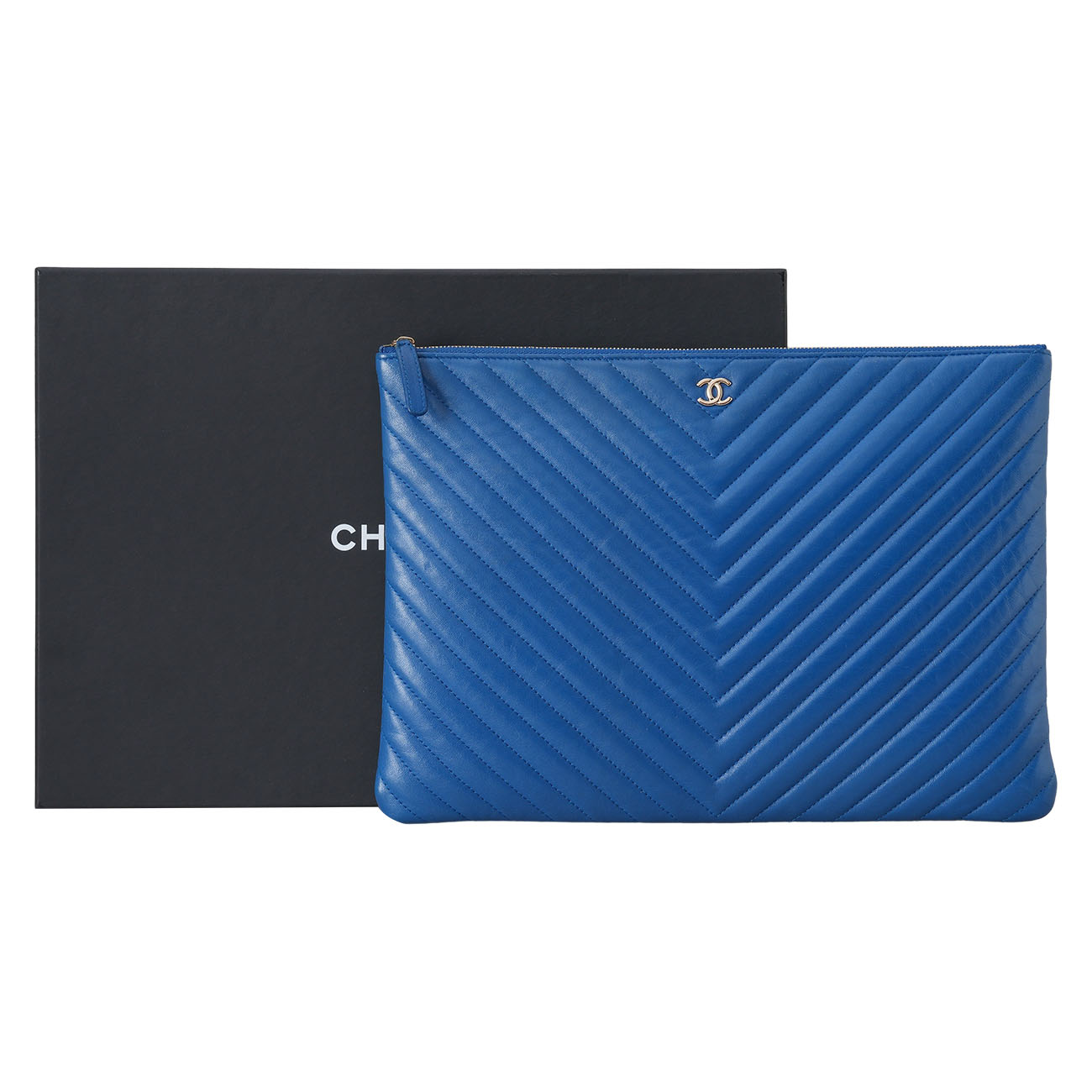 CHANEL(USED)샤넬 쉐브론 클러치 라지