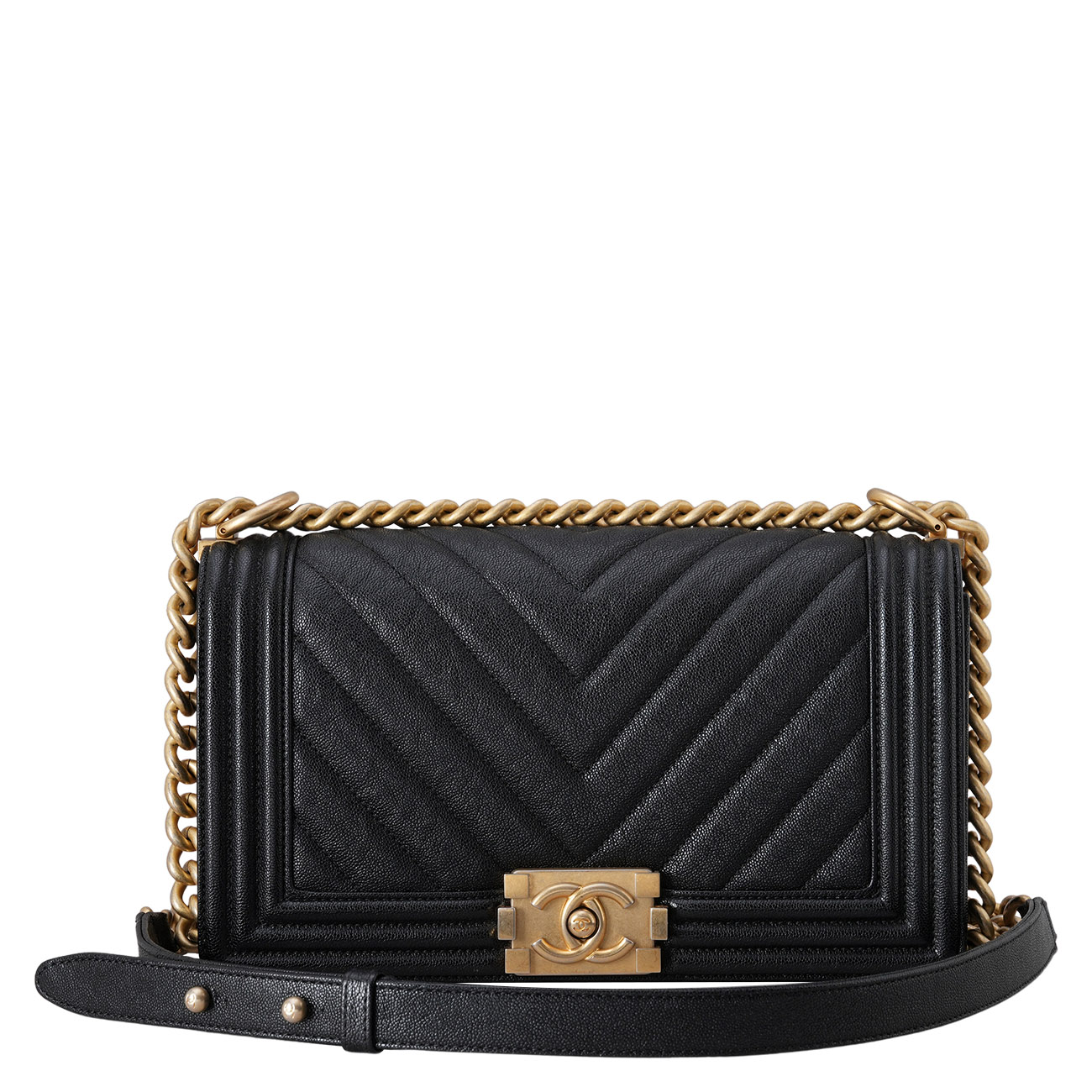 CHANEL(USED)샤넬 캐비어 쉐브론 보이샤넬 미듐 플랩백