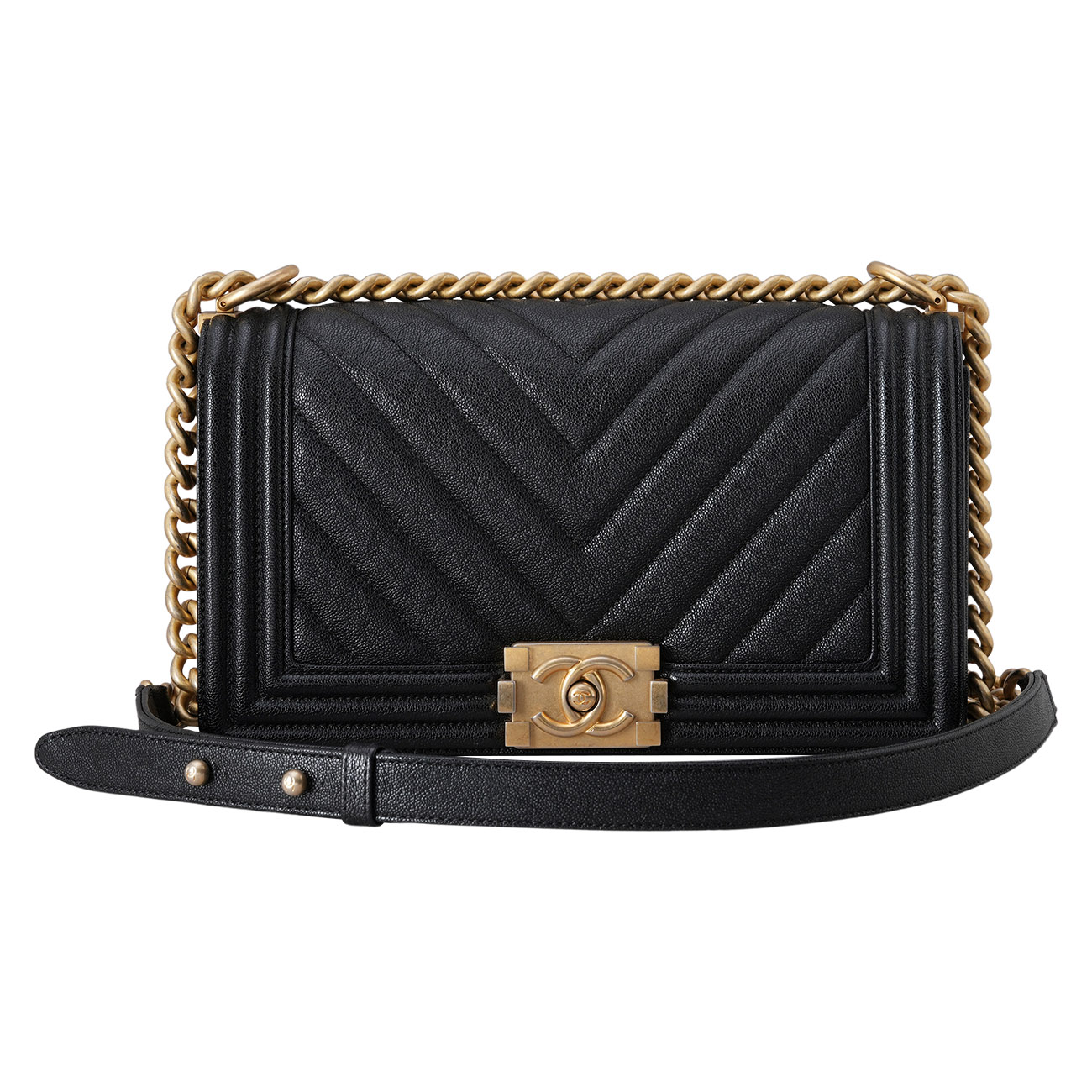 CHANEL(USED)샤넬 캐비어 쉐브론 보이샤넬 미듐 플랩백