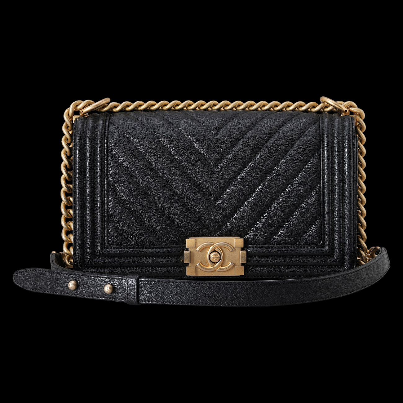 CHANEL(USED)샤넬 캐비어 쉐브론 보이샤넬 미듐 플랩백