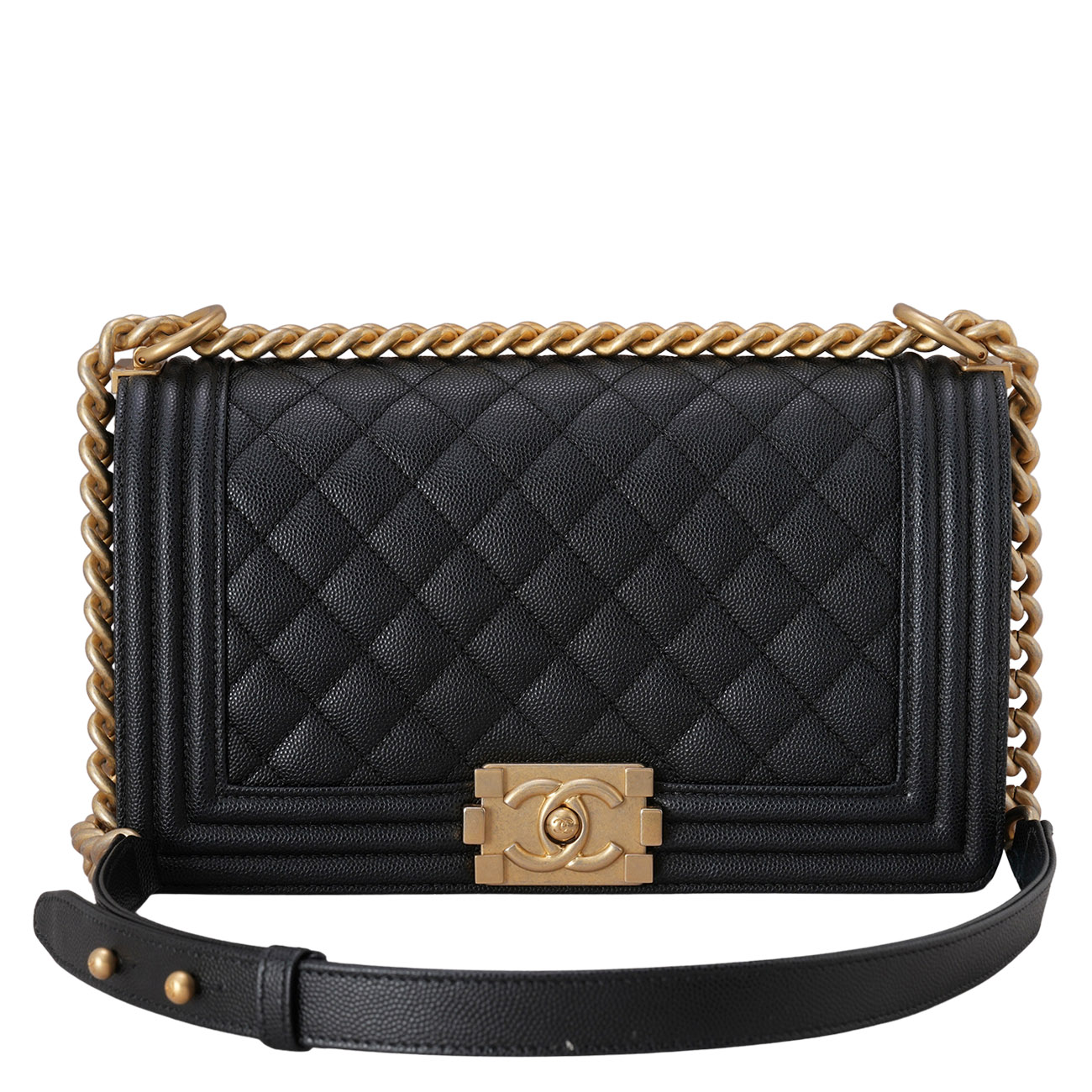 CHANEL(USED)샤넬 캐비어 보이샤넬 미듐 체인 숄더백