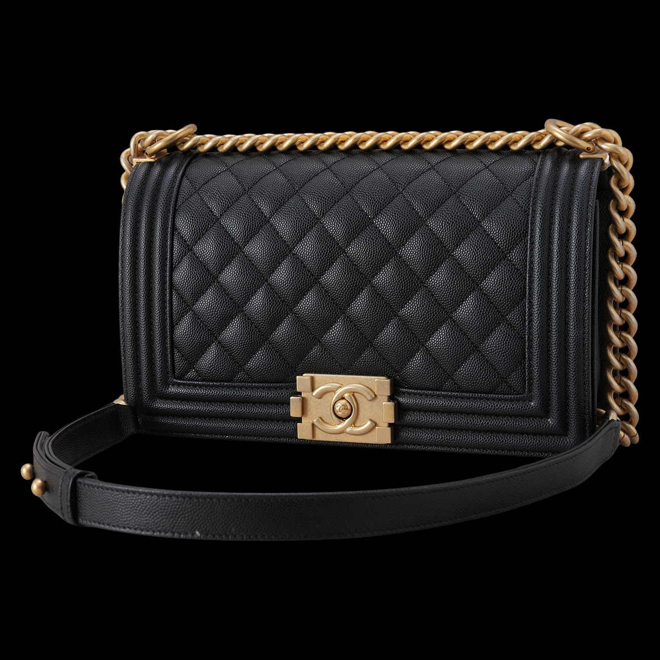 CHANEL(USED)샤넬 캐비어 보이샤넬 미듐 체인 숄더백