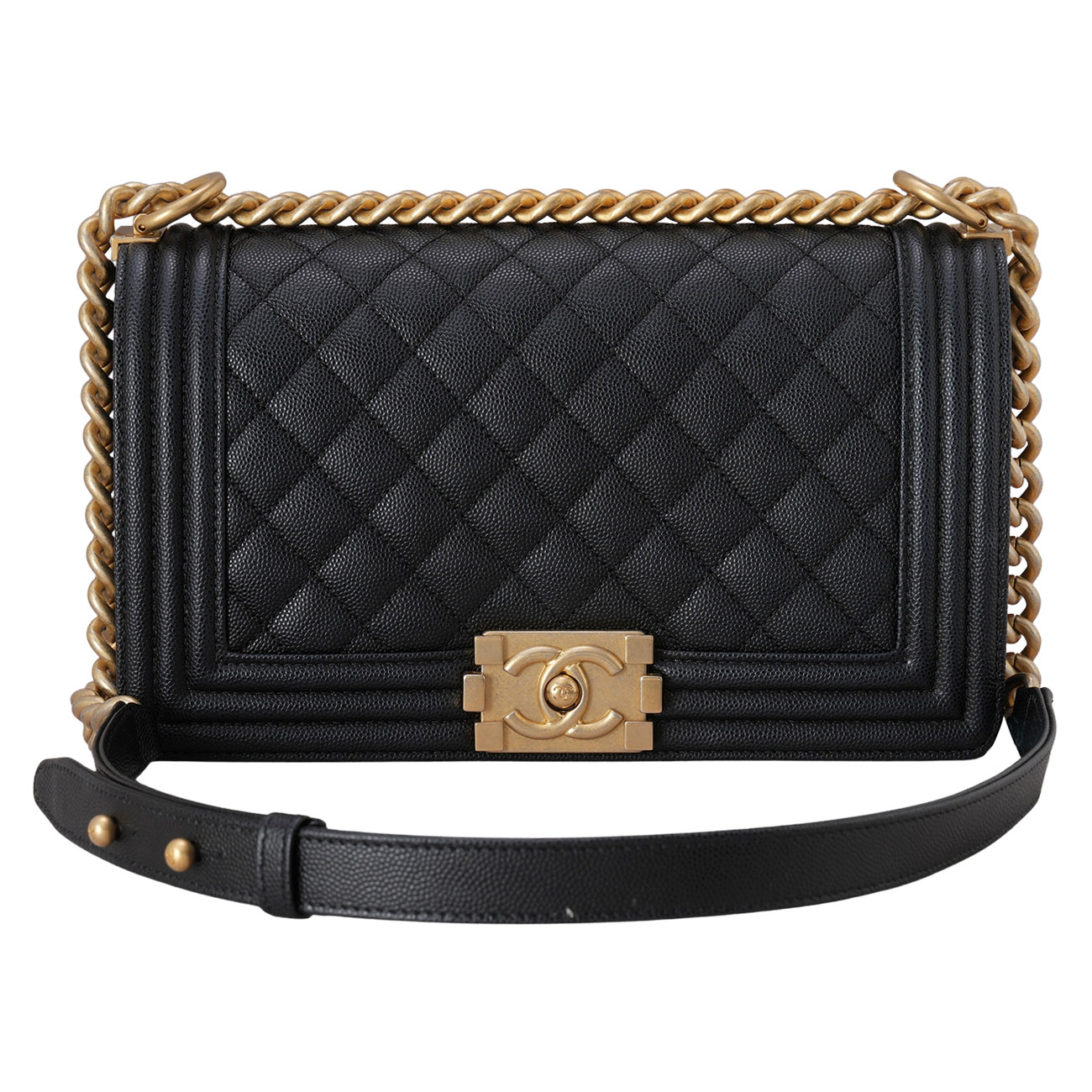 CHANEL(USED)샤넬 캐비어 보이샤넬 미듐 체인 숄더백