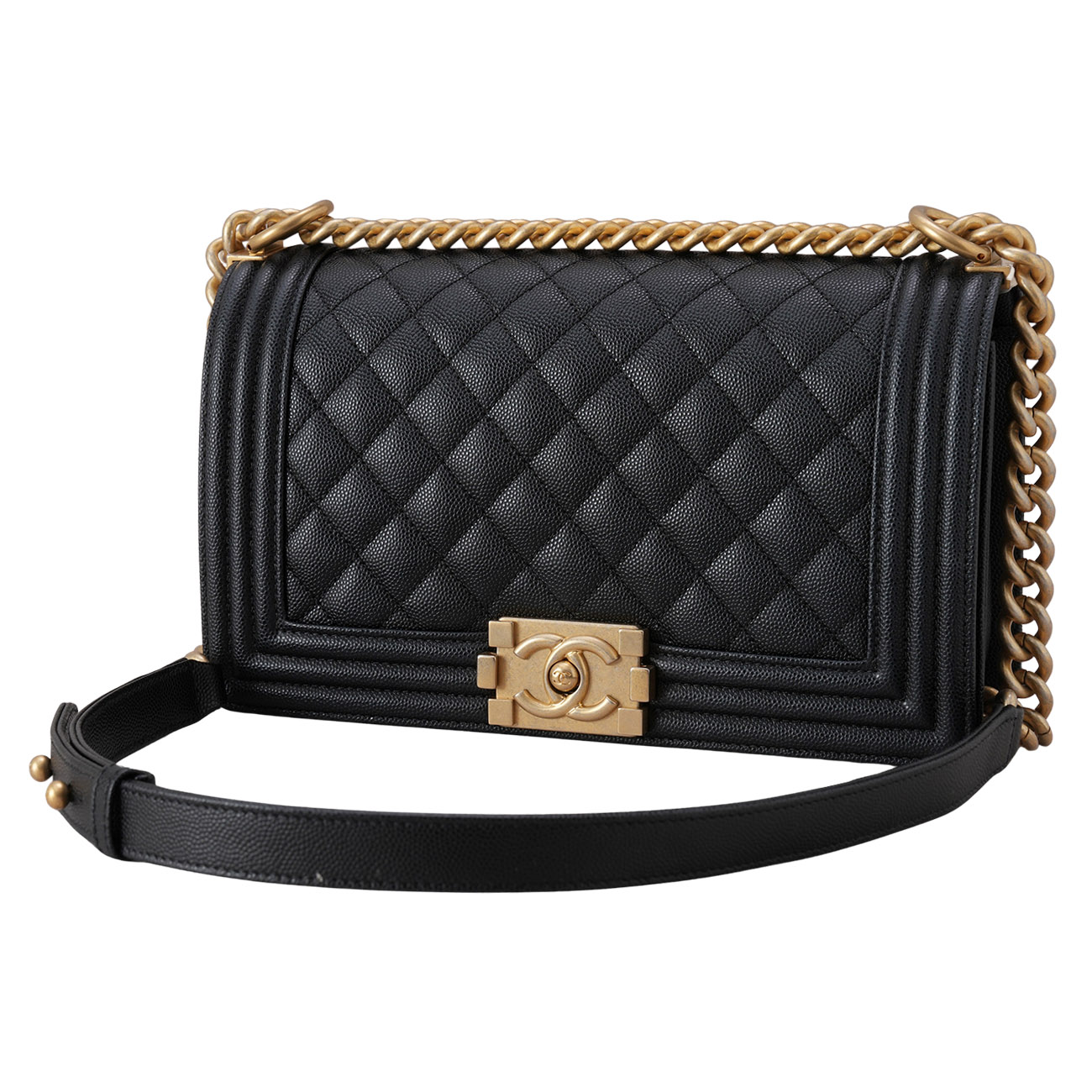 CHANEL(USED)샤넬 캐비어 보이샤넬 미듐 체인 숄더백