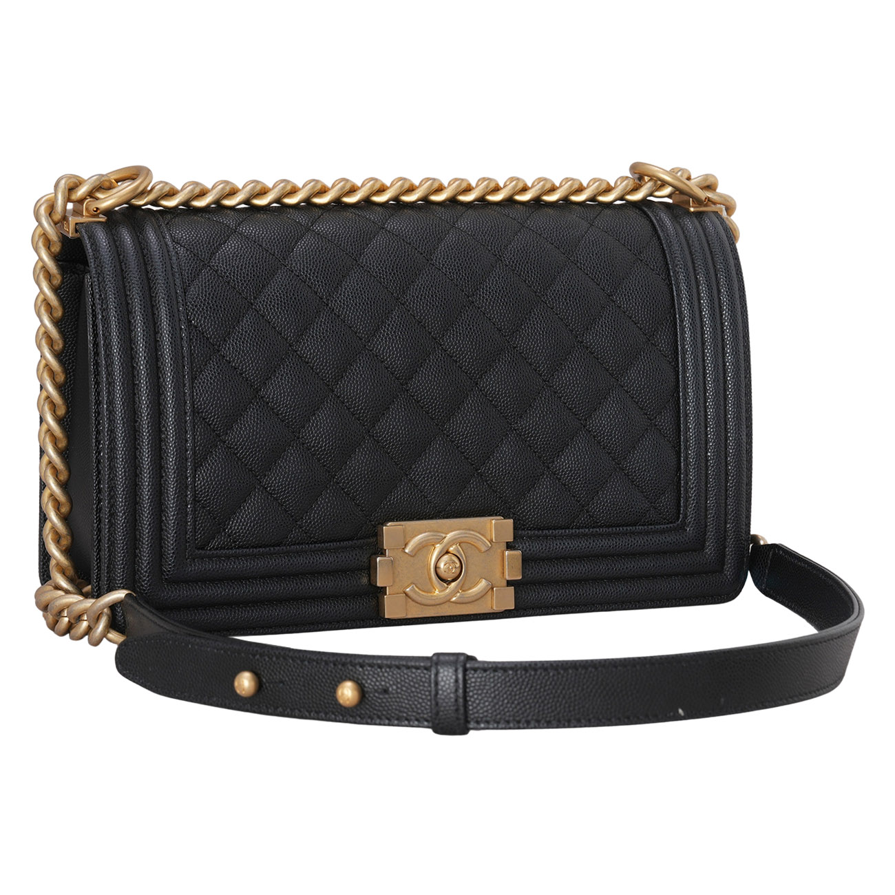 CHANEL(USED)샤넬 캐비어 보이샤넬 미듐 체인 숄더백