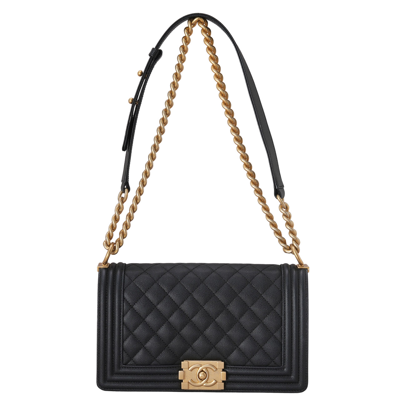 CHANEL(USED)샤넬 캐비어 보이샤넬 미듐 체인 숄더백