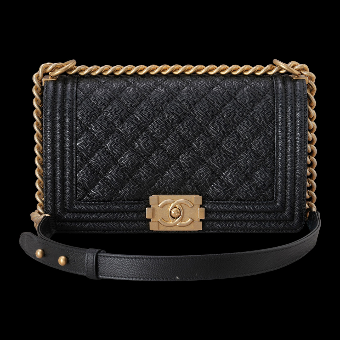 CHANEL(USED)샤넬 캐비어 보이샤넬 미듐 체인 숄더백