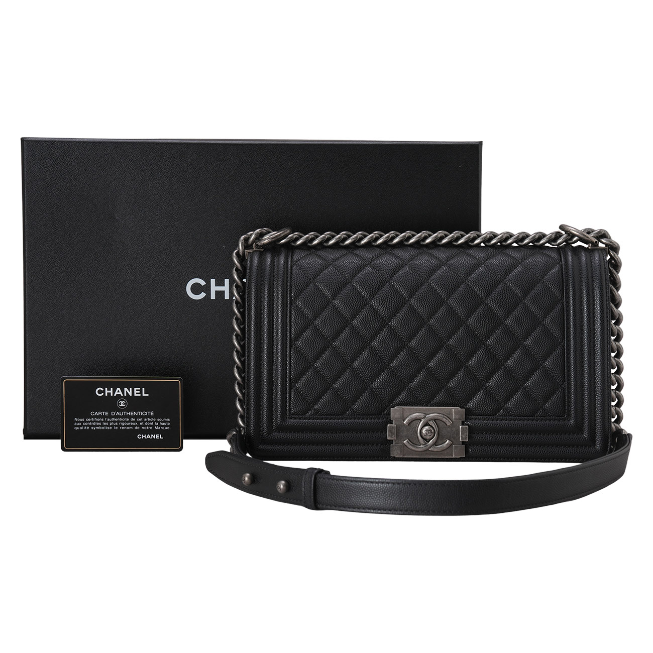 CHANEL(USED)샤넬 캐비어 보이샤넬 미듐
