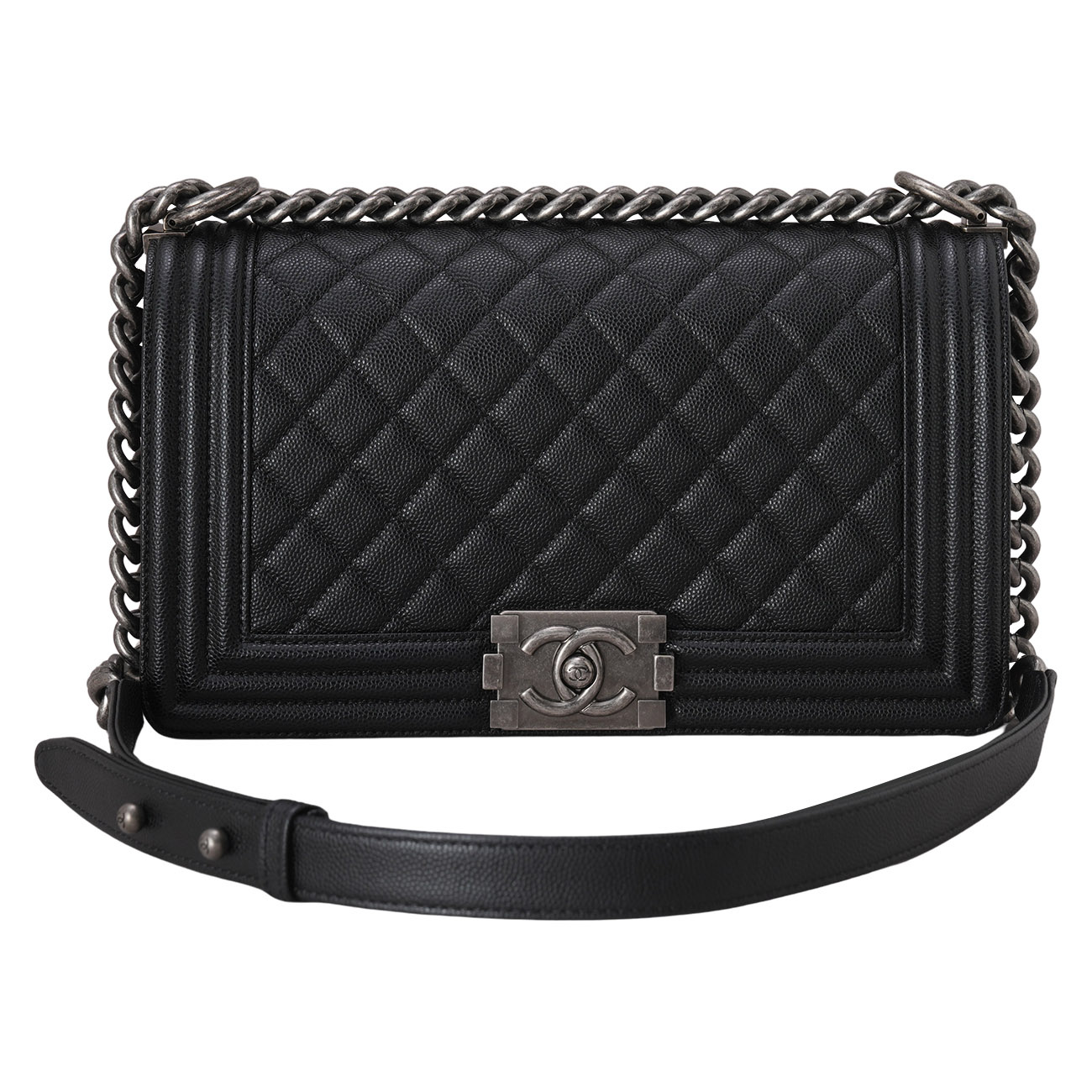 CHANEL(USED)샤넬 캐비어 보이샤넬 미듐