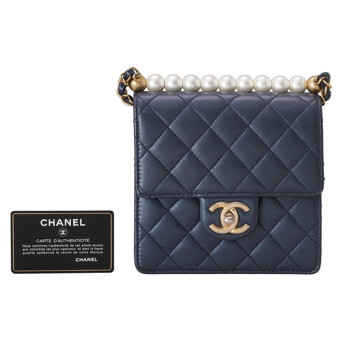 CHANEL(USED)샤넬 퀼팅 진주 장식 체인 숄더백