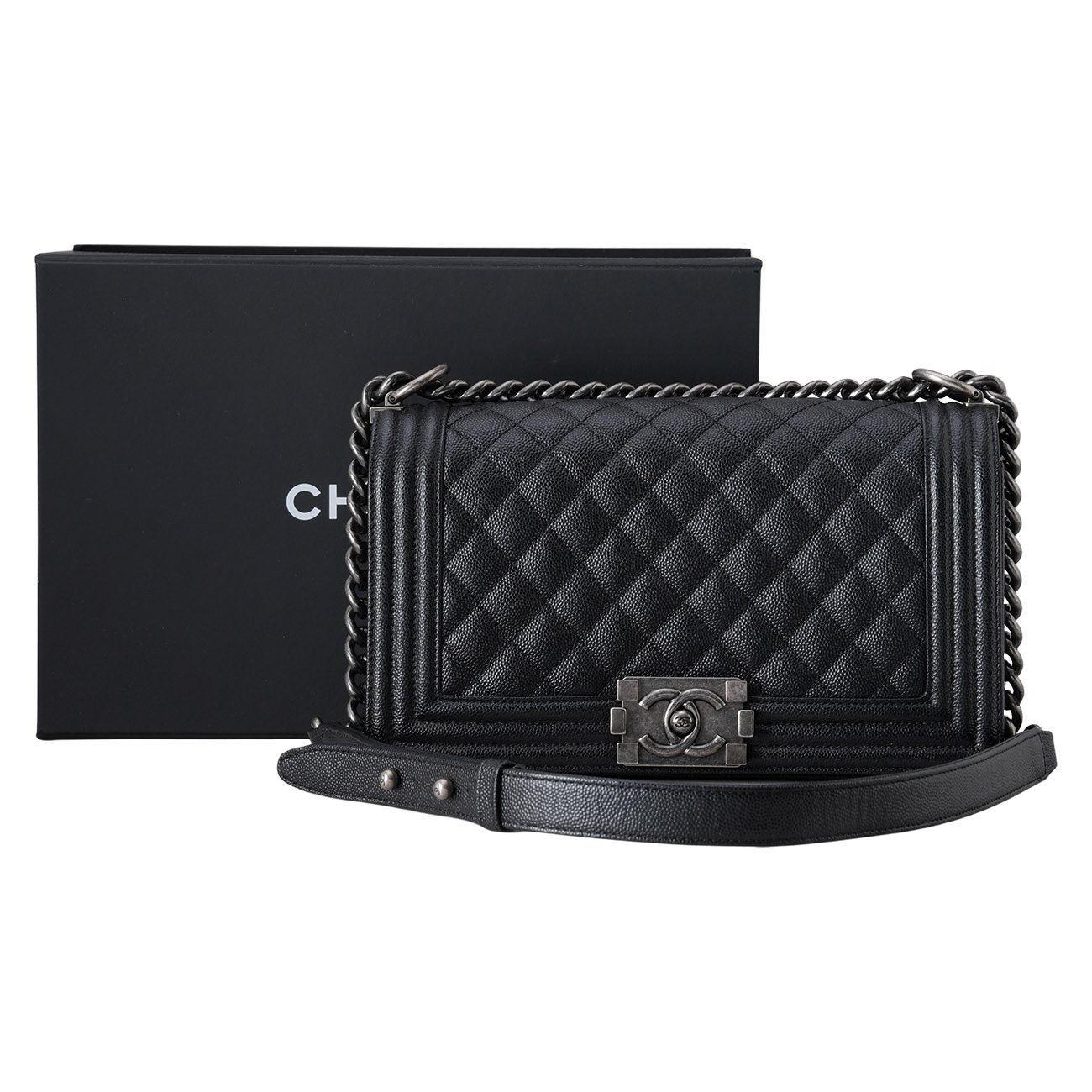 CHANEL(USED)샤넬 캐비어 보이샤넬 미듐 플랩백