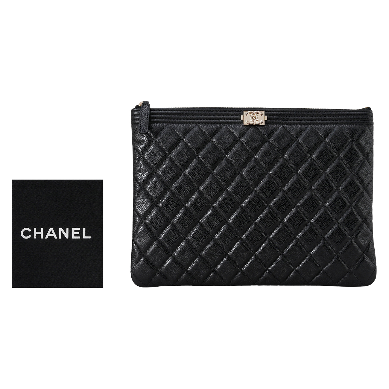CHANEL(USED)샤넬 캐비어 보이샤넬 클러치 뉴미듐