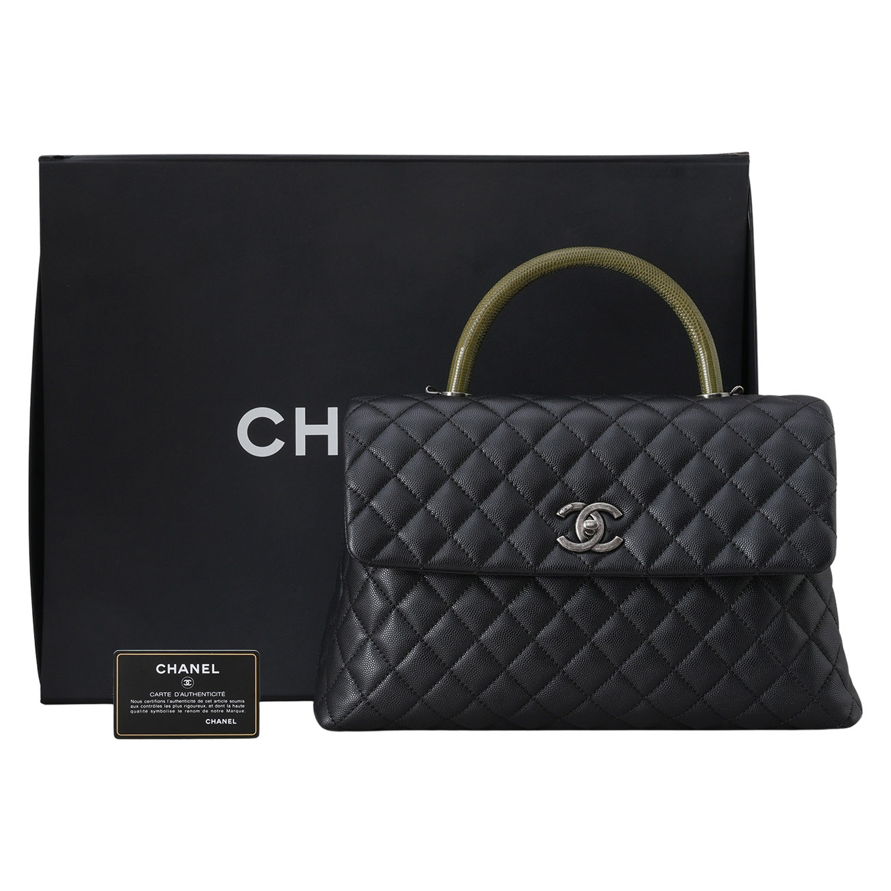 CHANEL(USED)샤넬 캐비어 코코핸들 라지 리자드핸들
