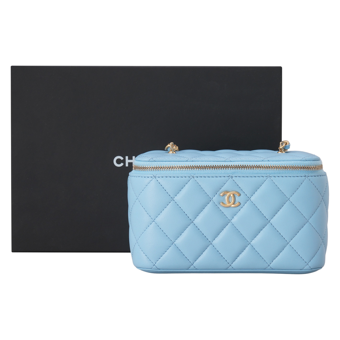 CHANEL(USED)샤넬 램스킨 직사각 베니티 골든볼