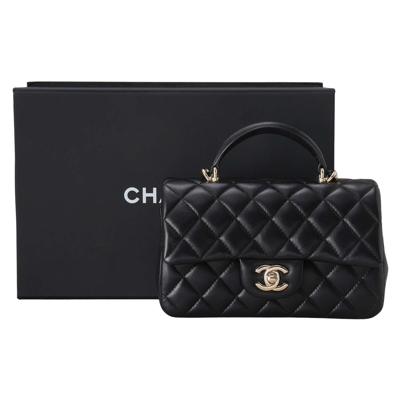 CHANEL(USED)샤넬 램스킨 클래식 뉴미니 탑핸들 크로스백