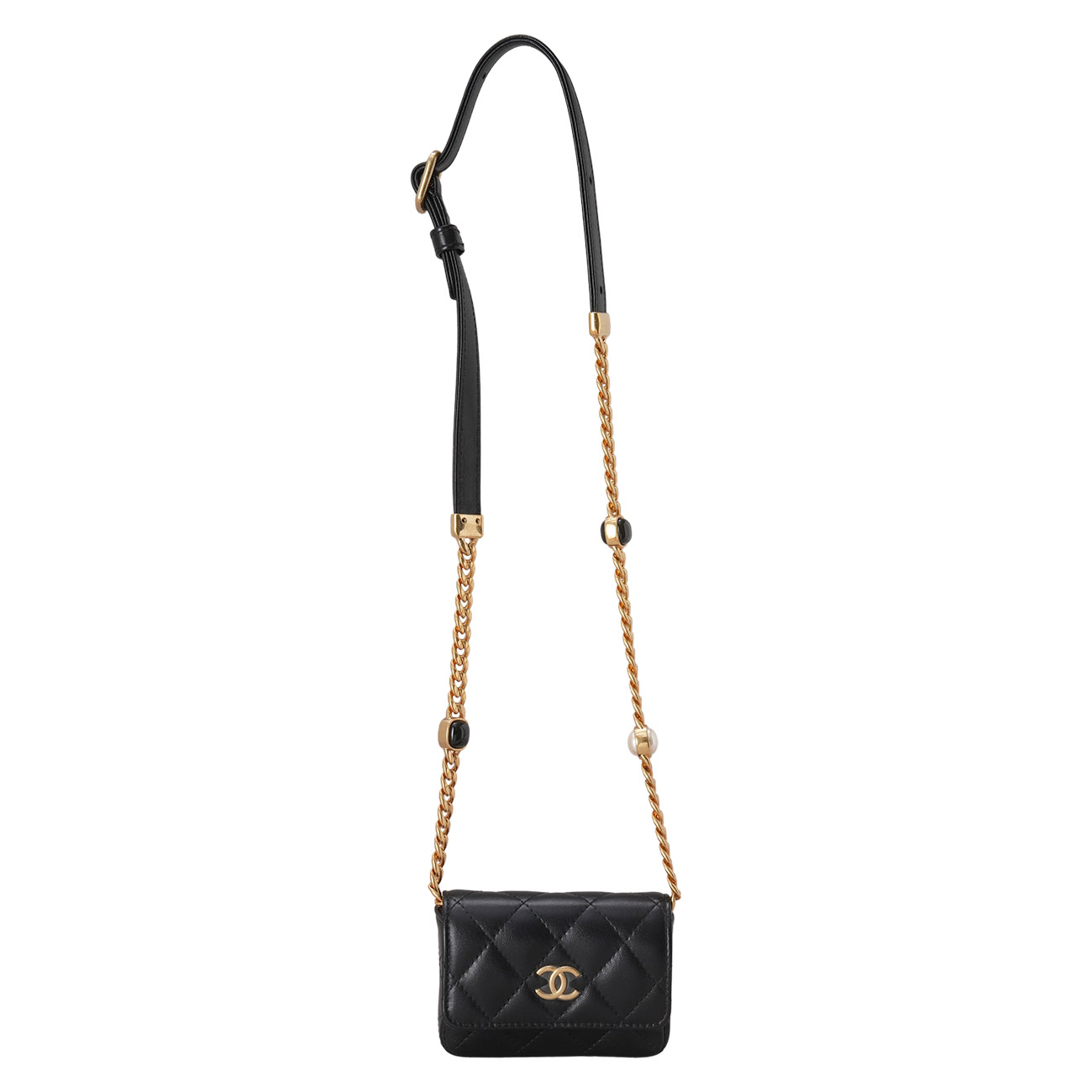 CHANEL(USED)샤넬 시즌 램스킨 체인 벨트백 블랙