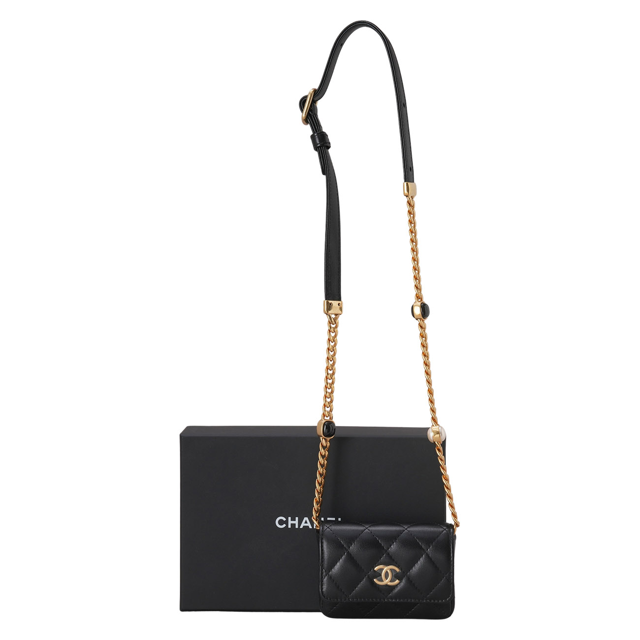 CHANEL(USED)샤넬 시즌 램스킨 체인 벨트백 블랙
