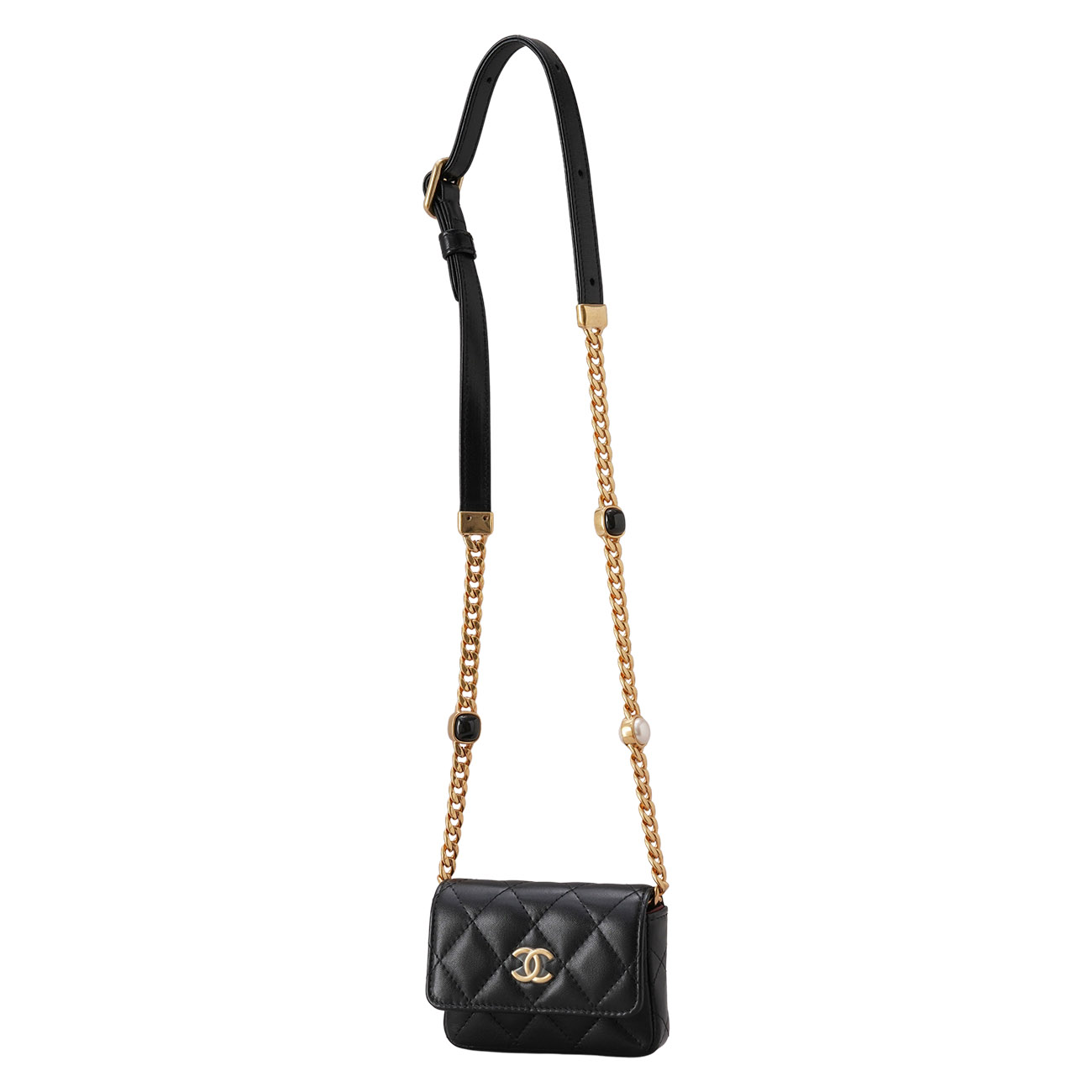 CHANEL(USED)샤넬 시즌 램스킨 체인 벨트백 블랙