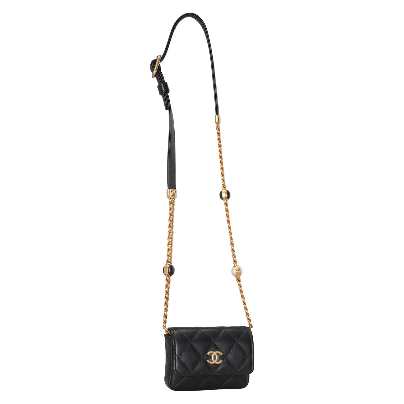 CHANEL(USED)샤넬 시즌 램스킨 체인 벨트백 블랙
