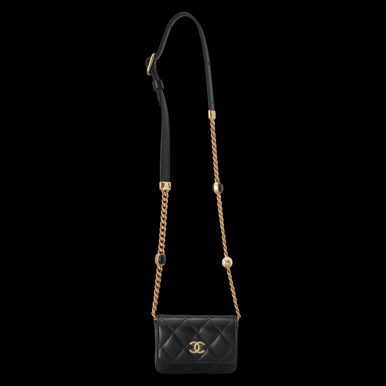 CHANEL(USED)샤넬 시즌 램스킨 체인 벨트백 블랙