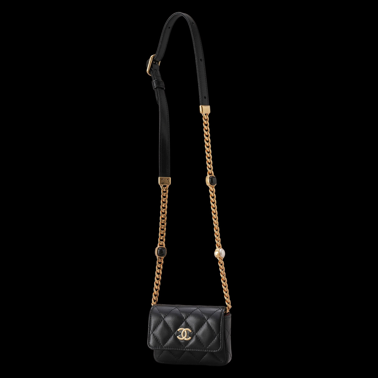 CHANEL(USED)샤넬 시즌 램스킨 체인 벨트백 블랙