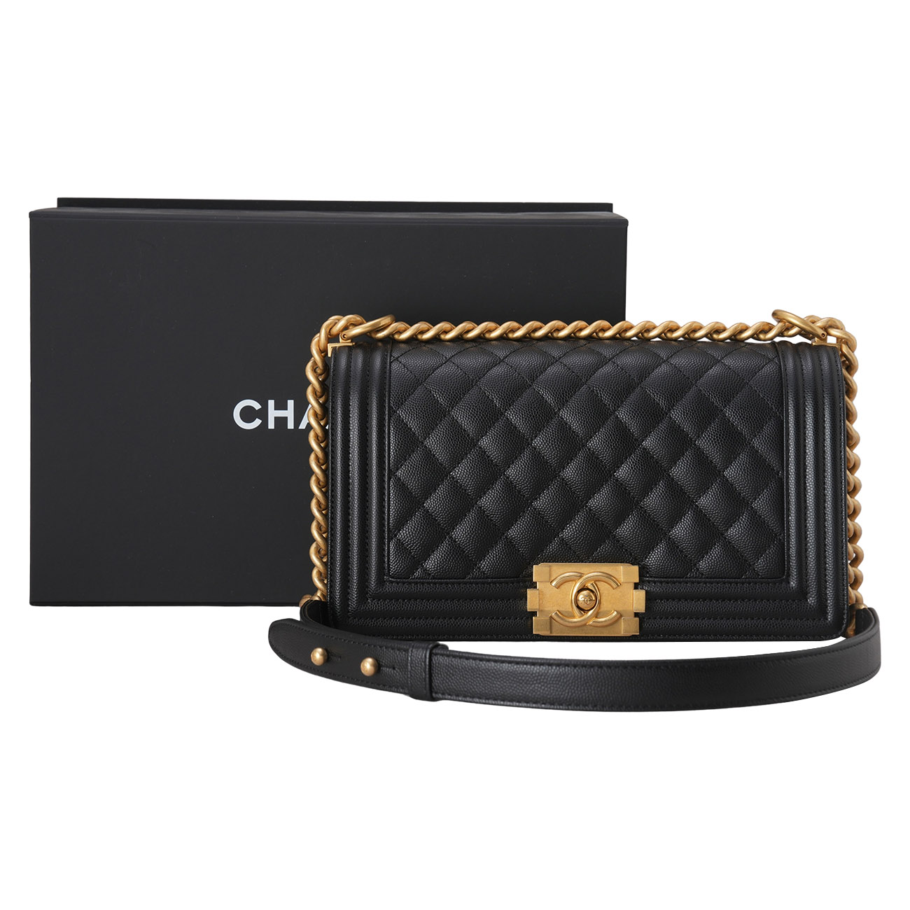 CHANEL(USED)샤넬 캐비어 보이샤넬 미듐 플랩백
