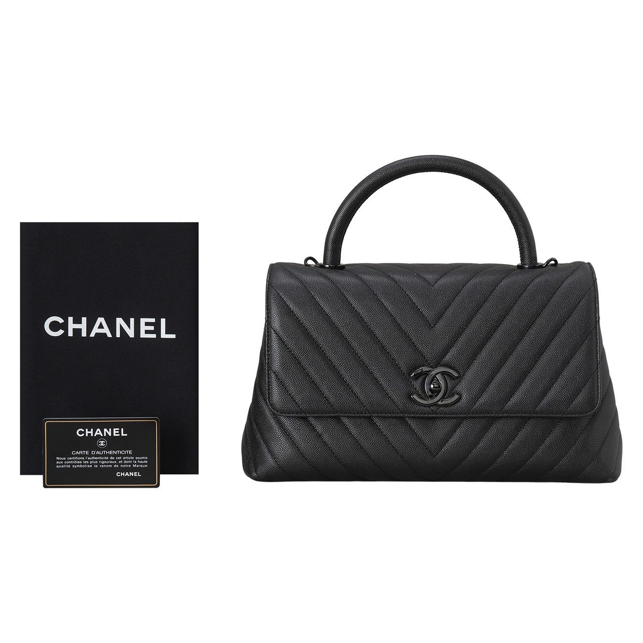 CHANEL(USED)샤넬 캐비어 쉐브론 코코핸들 미듐