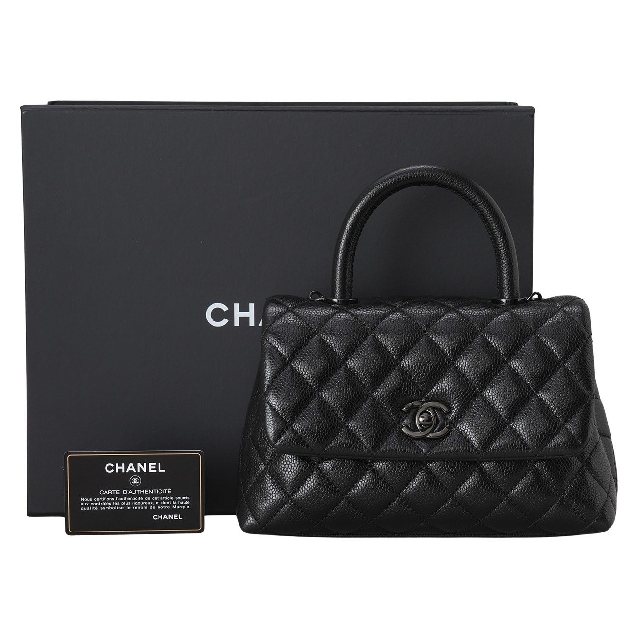 CHANEL(USED)샤넬 캐비어 코코핸들 23 올블랙