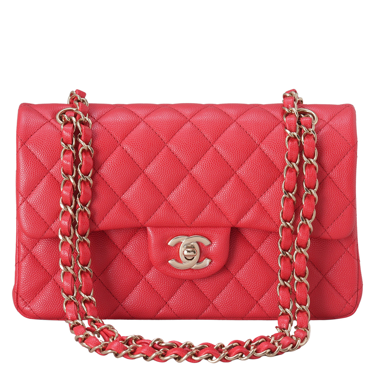 CHANEL(USED)샤넬 캐비어 클래식 미듐 레드