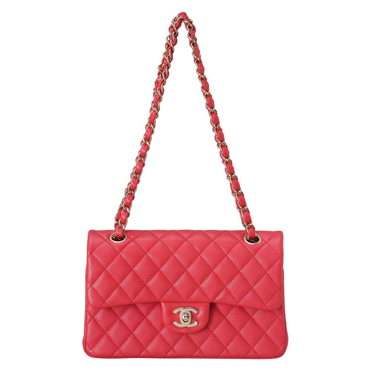 CHANEL(USED)샤넬 캐비어 클래식 미듐 레드