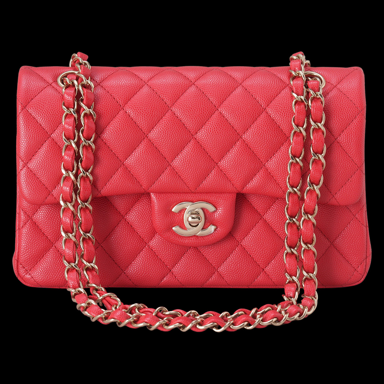 CHANEL(USED)샤넬 캐비어 클래식 미듐 레드