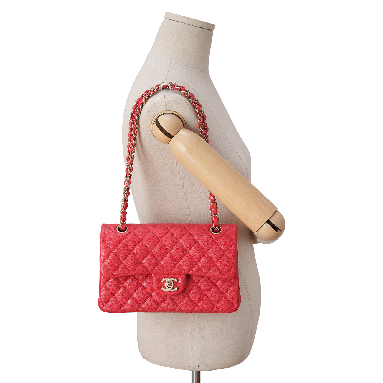 CHANEL(USED)샤넬 캐비어 클래식 미듐 레드