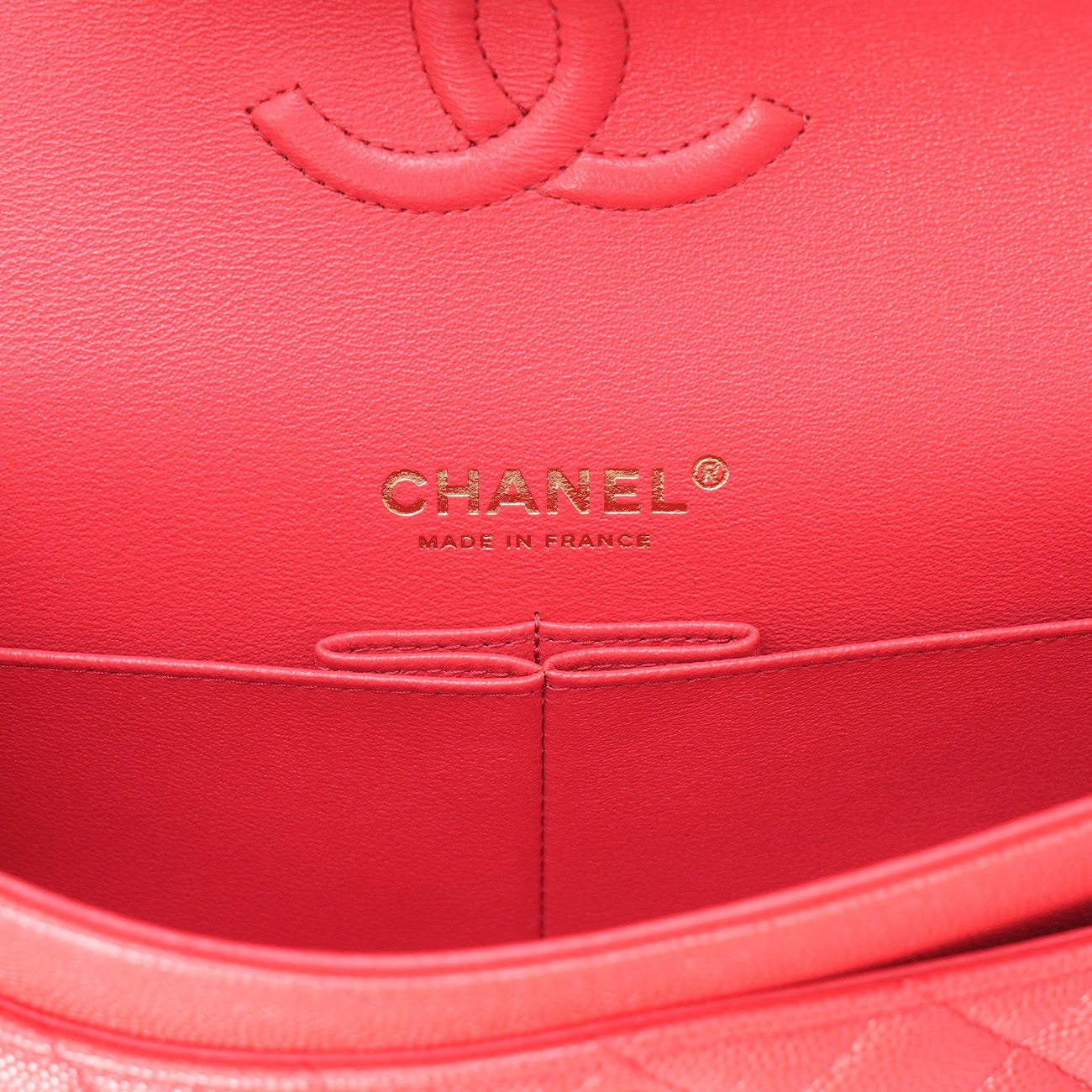 CHANEL(USED)샤넬 캐비어 클래식 미듐 레드