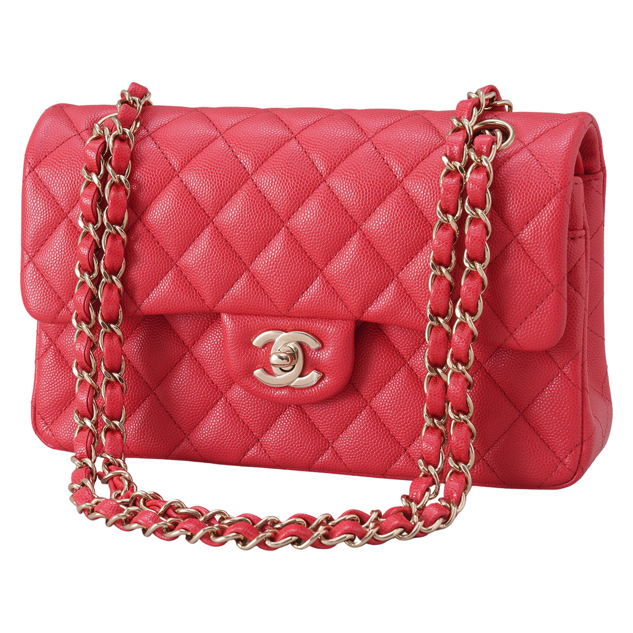 CHANEL(USED)샤넬 캐비어 클래식 미듐 레드